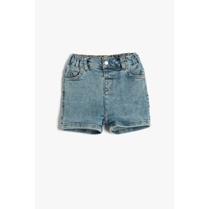 Koton Baby Girl Denim Shorts with Pockets and Elastic Waist 3smg40007ad