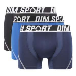 Sada tří pánských boxerek v černé a modré barvě DIM SPORT MICROFIBRE BOXER 3x