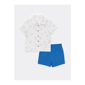 LC Waikiki Short Sleeve Patterned Baby Boy Shirt And Shorts 2-Set