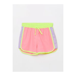 LC Waikiki Girls' Color Block Beach Shorts with Elastic Waist.