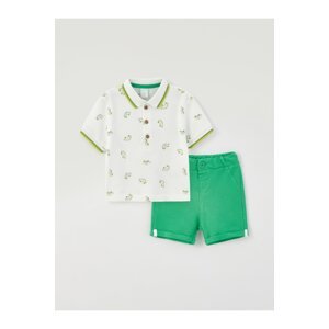 LC Waikiki Polo Neck Short Sleeve Patterned Baby Boy T-Shirt And Shorts 2-Set