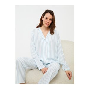 LC Waikiki Women's Pajamas Set with Shirt Collar Striped Long Sleeve