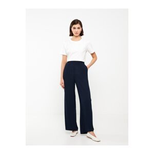 LC Waikiki Elastic Waist, Comfortable Fit Women's Straight Crinkled Trousers.