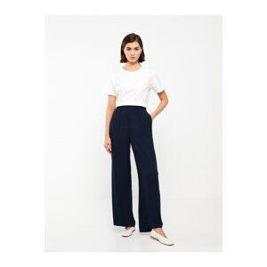 LC Waikiki Elastic Waist, Comfortable Fit Women's Straight Crinkled Trousers.