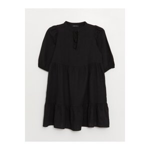 LC Waikiki Pleated Collar Straight Balloon Sleeves Women's Dress