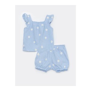 LC Waikiki Square Collar, Strapless Baby Girl blouse and shorts 2-piece Set