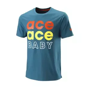 Pánské tričko Wilson  Ace Ace Baby Tech Tee Blue Coral XL