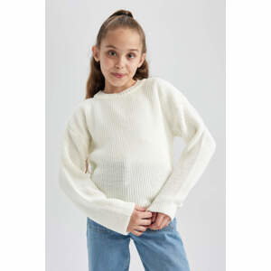 DEFACTO dívčí pravidelný střih pulovr s kulatým výstřihem