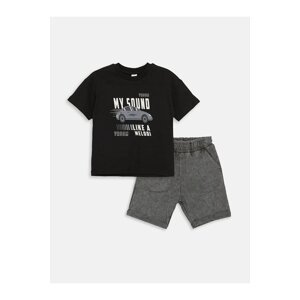 LC Waikiki LCW Baby Cycling Short Short Sleeve Printed Baby Boy T-Shirt and Shorts 2-Set