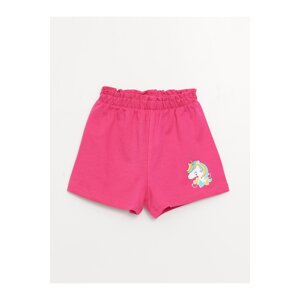 LC Waikiki Baby Girl Shorts with an Elastic Printed Waist