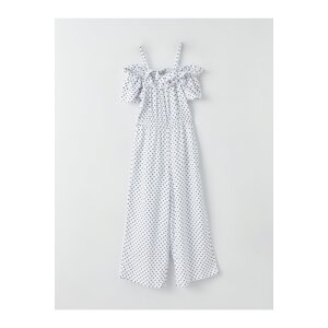 LC Waikiki Polka Dot Girls' Boat Collar Playsuit