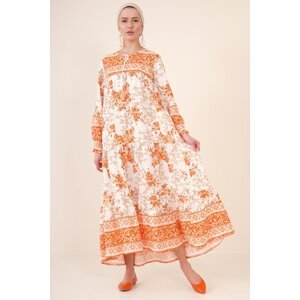 Bigdart 1947 Patterned Hijab Dress - Orange