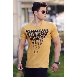 Madmext Men's Yellow Printed T-Shirt 4471