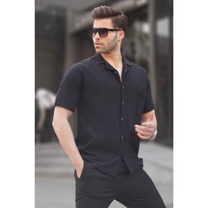 Madmext Black Basic Short Sleeve Men's Shirt 5598