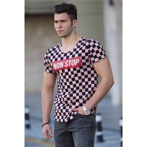 Madmext Checkerboard Print Pink T-Shirt 2621