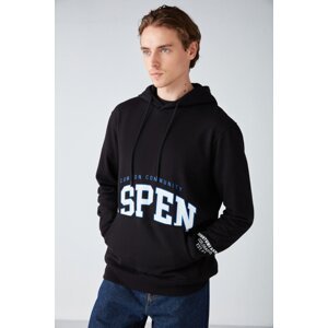 GRIMELANGE Aspen Men's Hooded Printed Fleece Black Sweatshirt