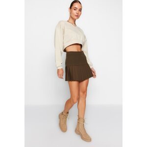 Trendyol Khaki Pleated Detailed Mini Length Woven Skirt
