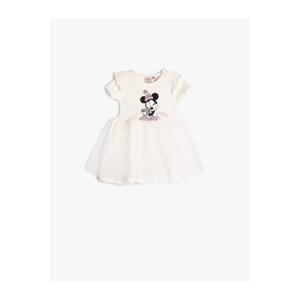 Koton Minnie Mouse Tulle Dress With Frills Licensed Short Sleeve Cotton