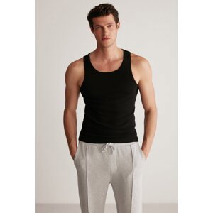 GRIMELANGE Martin Men's Regular Fit Sleeveless Basic Black Undershir
