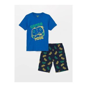 LC Waikiki Lcw Kids Crew Neck Printed Short Sleeve Boys Shorts Pajamas Set