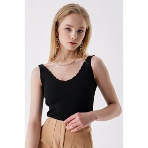 HAKKE Stair Collar Thick Straps Blouse