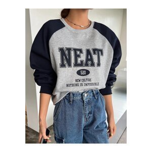 Know Women's Gray Neat 520 Printed Oversized Sweatshirt