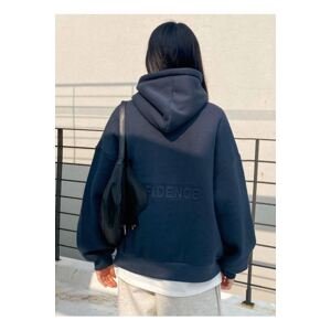 Know Women's Navy Confidence Printed Hoodie with Sweatshirt