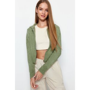 Trendyol mátový pletený svetr s kapucí Boucle