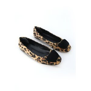 Marjin dámské přezkové ploché boty z vlny s leopardím vzorem
