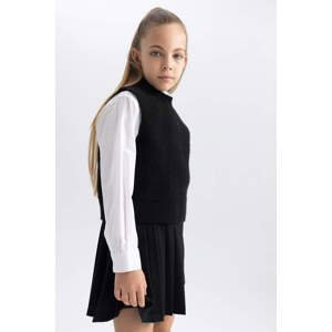 DEFACTO Dívčí pravidelně padnoucí svetr s kulatým výstřihem