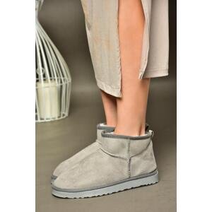 Dámské kotníkové boty Fox Shoes R612018402 šedé semišové s vnitřním kožíškem
