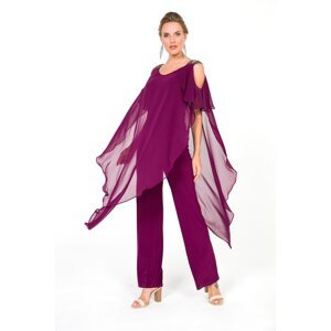 Saygı Rhinestone Ramenní Chiffon Lycra Kombinéza