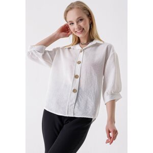 HAKKE Short Sleeve Shirt with Thick Buttons