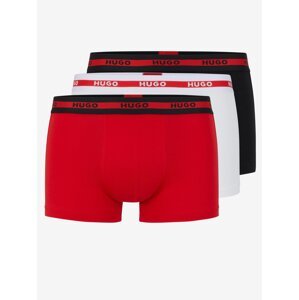 Sada tří pánských boxerek v černé, červené a bílé barvě HUGO