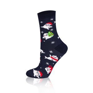 Dlouhé ponožky FOKI - tmavě modrá/bílá/červená