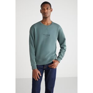 GRIMELANGE Men's Olivier Regular Fit Green Sweatshirt with Embroidered Front