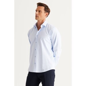 ALTINYILDIZ CLASSICS Men's Light Blue Comfort Fit Comfy Cut Classic Collar Dobby Shirt.