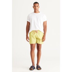 AC&Co / Altınyıldız Classics Men's Yellow Standard Fit Regular Cut Quick Dry Patterned Swim Shorts with Side Pockets Swimsuit