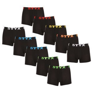 10PACK pánské boxerky Styx sportovní guma černé