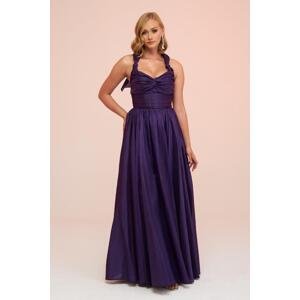 Carmen Purple Taffeta Long Evening Dress