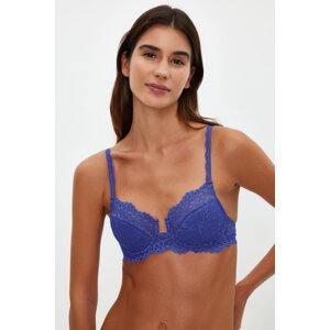 Trendyol Navy Blue Lace Rope Strap U Underwire Covered Balconette Knitted Bra