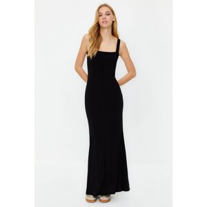 Trendyol Black Thick Strap Fitted Flexible Knitted Maxi Pencil Dress