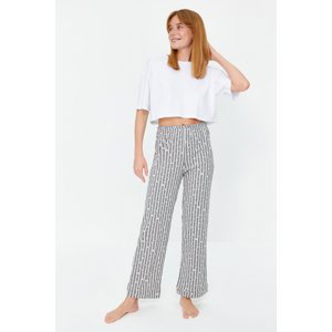 Trendyol antracitové bavlněné pruhované pletené pyžamové kalhoty