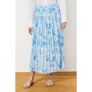 Trendyol modrá vícebarevná široká plisovaná tkaná sukně s elastickým pasem