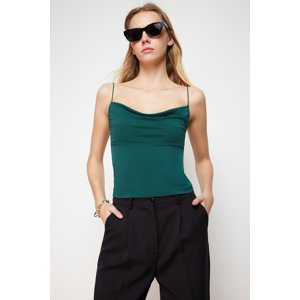 Trendyol Emerald Green Fitted Collar Stretchy Knitted Blouse