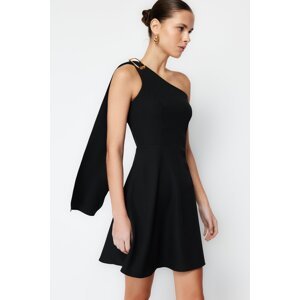 Trendyol Black Skirt Flounce Mini Woven Dress with Accessory Detail
