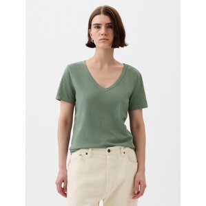 Tmavě zelené dámské basic tričko GAP