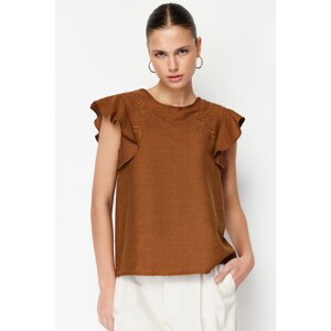 Trendyol Brown Lace Woven Blouse