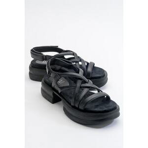 LuviShoes Senza dámské černé sandály z pravé kůže