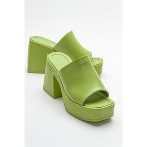 LuviShoes Anser dámské zelené pantofle na podpatku